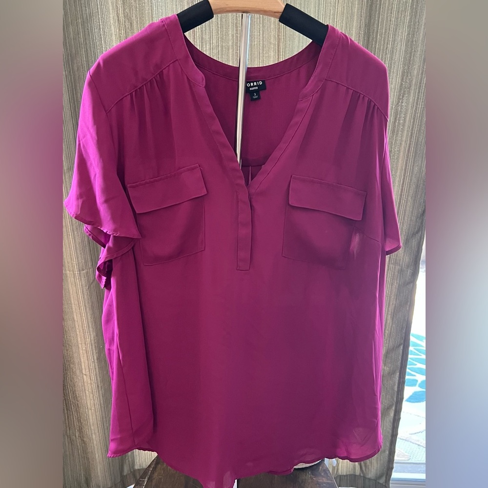 Torrid Magenta V-Neck Blouse